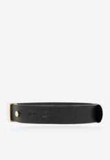 Salvatore Ferragamo Logo-Engraved Leather Bracelet 770357 BR LEAGAN80 776339-ORO CHIARO BLACK