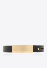 Salvatore Ferragamo Logo-Engraved Leather Bracelet 770357 BR LEAGAN80 776339-ORO CHIARO BLACK