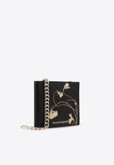 Alexander McQueen Floral Print Leather Chain Wallet Black 775292 1AATH-1072