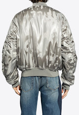 Alexander McQueen Graffiti Logo Metallic Bomber Jacket Silver 792002 QRAA9-1278