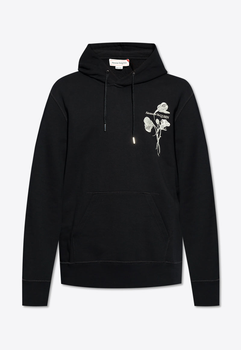 Alexander McQueen Flower Embroidered Hooded Sweatshirt Black 794470 QXAAC-1000