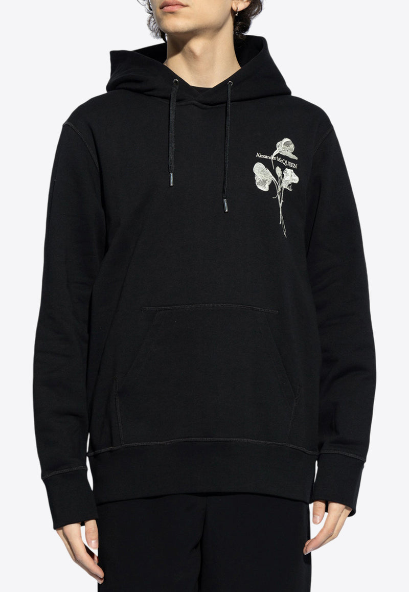 Alexander McQueen Flower Embroidered Hooded Sweatshirt Black 794470 QXAAC-1000