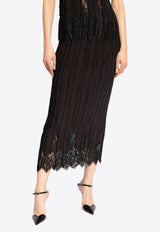 Zimmermann Lace Pleated Midi Skirt Black 9462SRS24 0-BLK