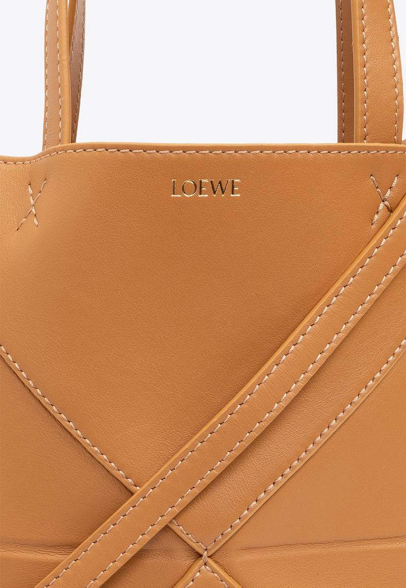 Loewe Mini Puzzle Fold Leather Tote Bag A657V25X01 0-WARM DESERT Brown