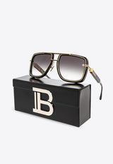 Balmain Soldier Aviator Sunglasses Gray BPS-160A-59 0-0