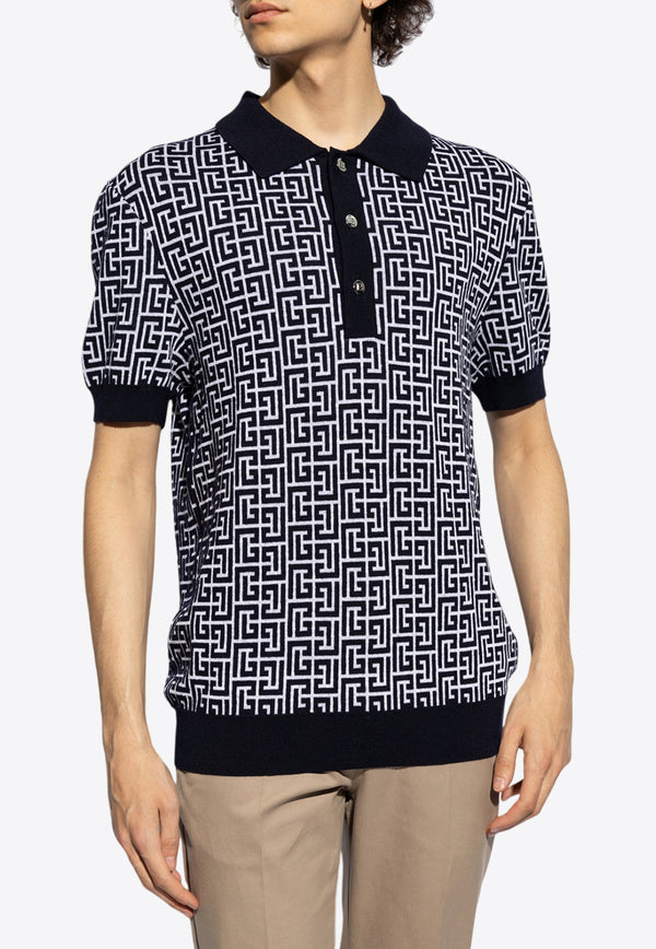 Balmain Logo-Monogram Polo T-shirt CH1GB020 KB03-GGD