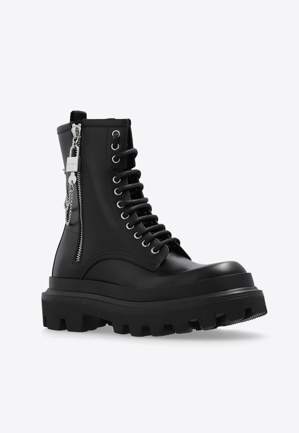 Dolce & Gabbana Leather Combat Ankle Boots CT1025 AB640-80999