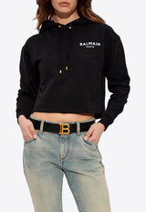 Balmain Logo-Printed Cropped Sweatshirt DF1JP040 BB01-EAB