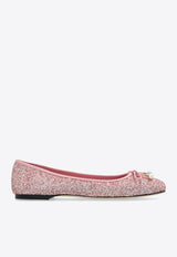 Jimmy Choo Elme Glittered Ballerina Shoes ELME FLAT PZF-ROSE Pink