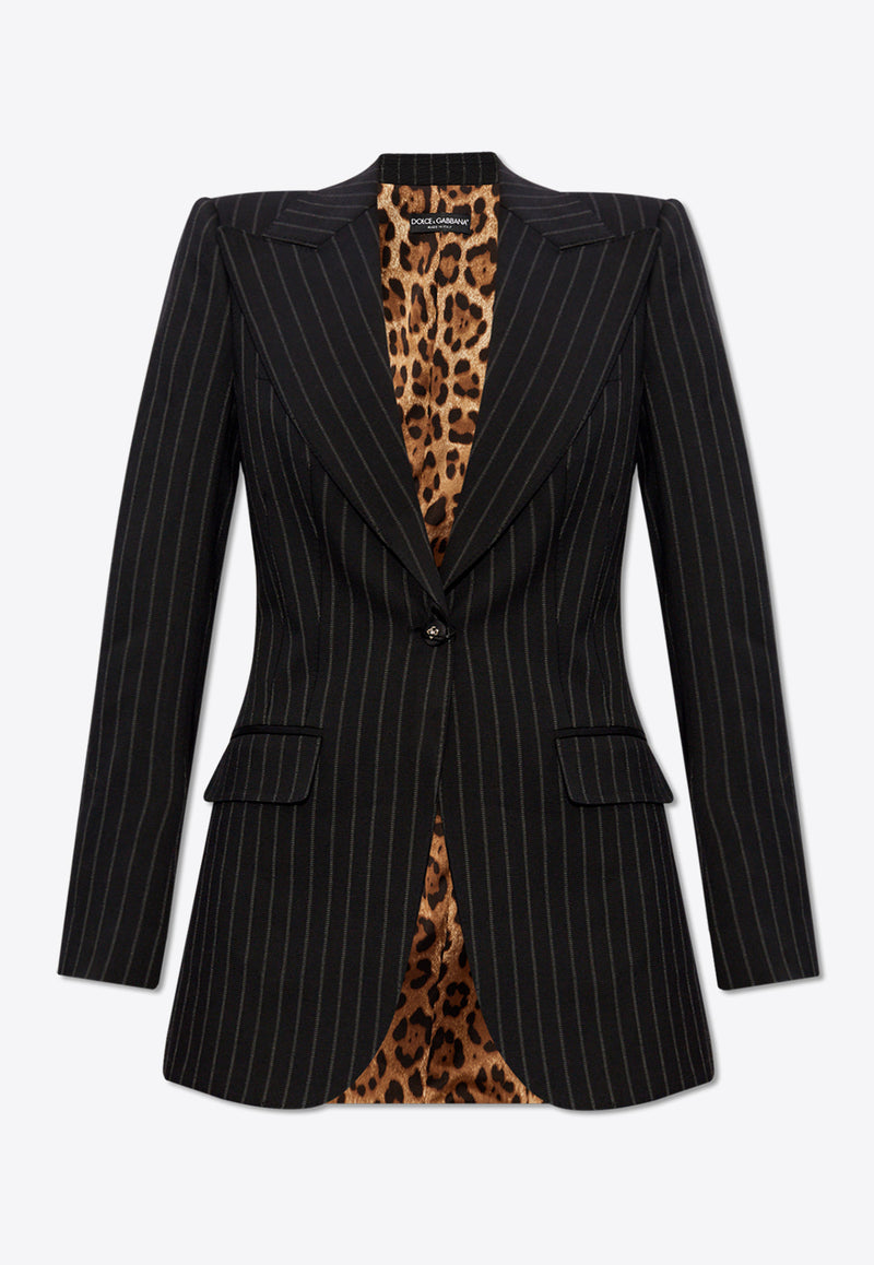 Dolce & Gabbana Single-Breasted Pinstripe Wool Turlington Jacket F29QGT FRBDB-S8051