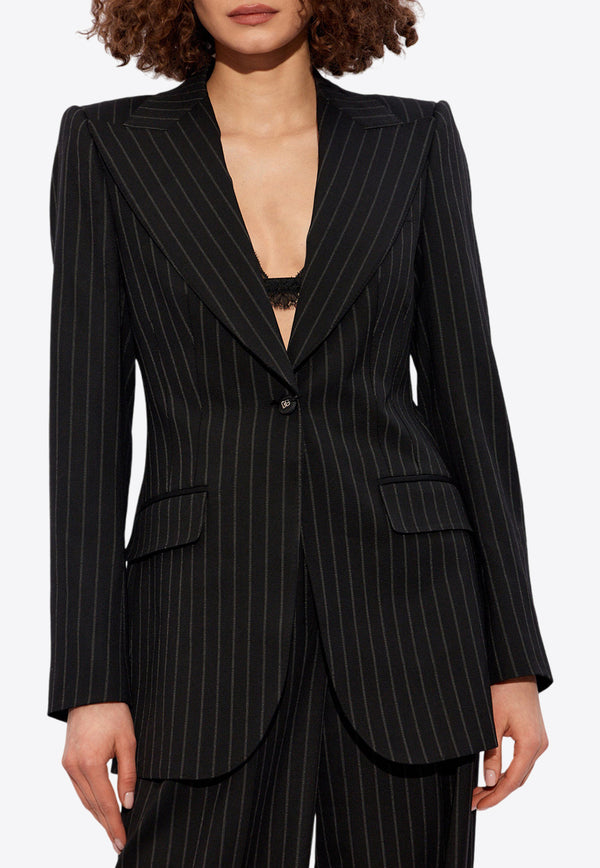 Dolce & Gabbana Single-Breasted Pinstripe Wool Turlington Jacket F29QGT FRBDB-S8051