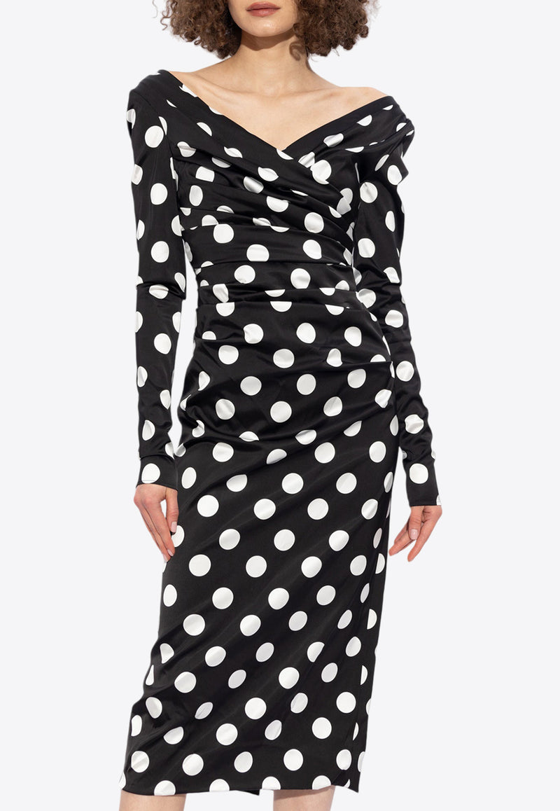 Dolce & Gabbana Polka Dot Pattern Satin Dress F6DJFT FSIBL-HNL2W