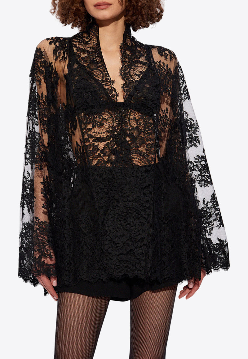 Dolce & Gabbana Floral Chantilly Lace Kimono Shirt F5P76T HLMQM-N0000