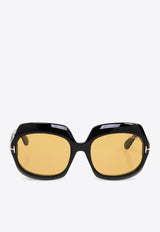 Tom Ford Over-Sized Round Sunglasses  Yellow FT1155 0-6001E