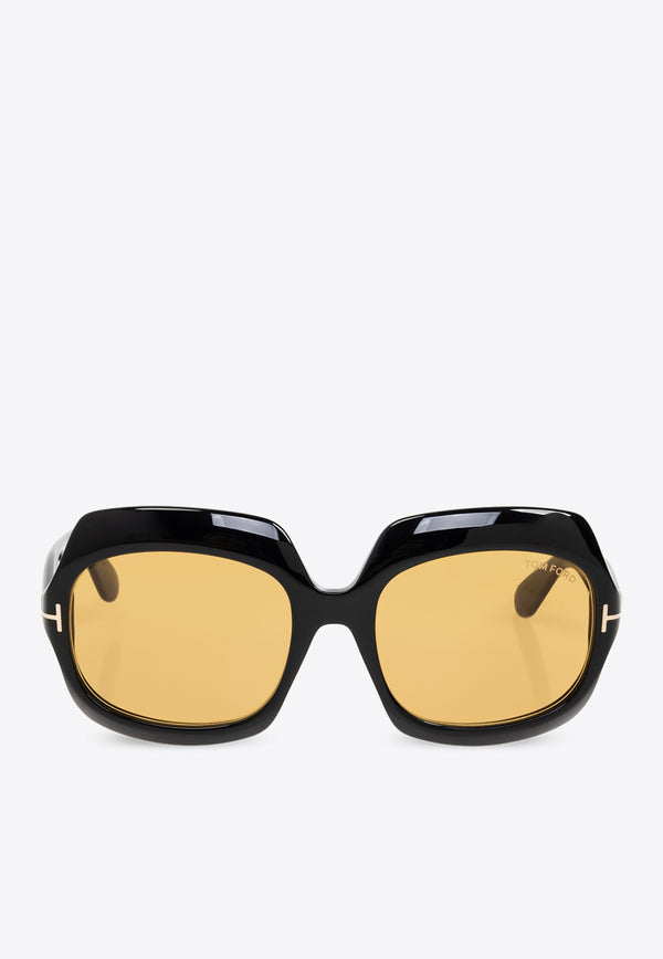 Tom Ford Over-Sized Round Sunglasses  Yellow FT1155 0-6001E