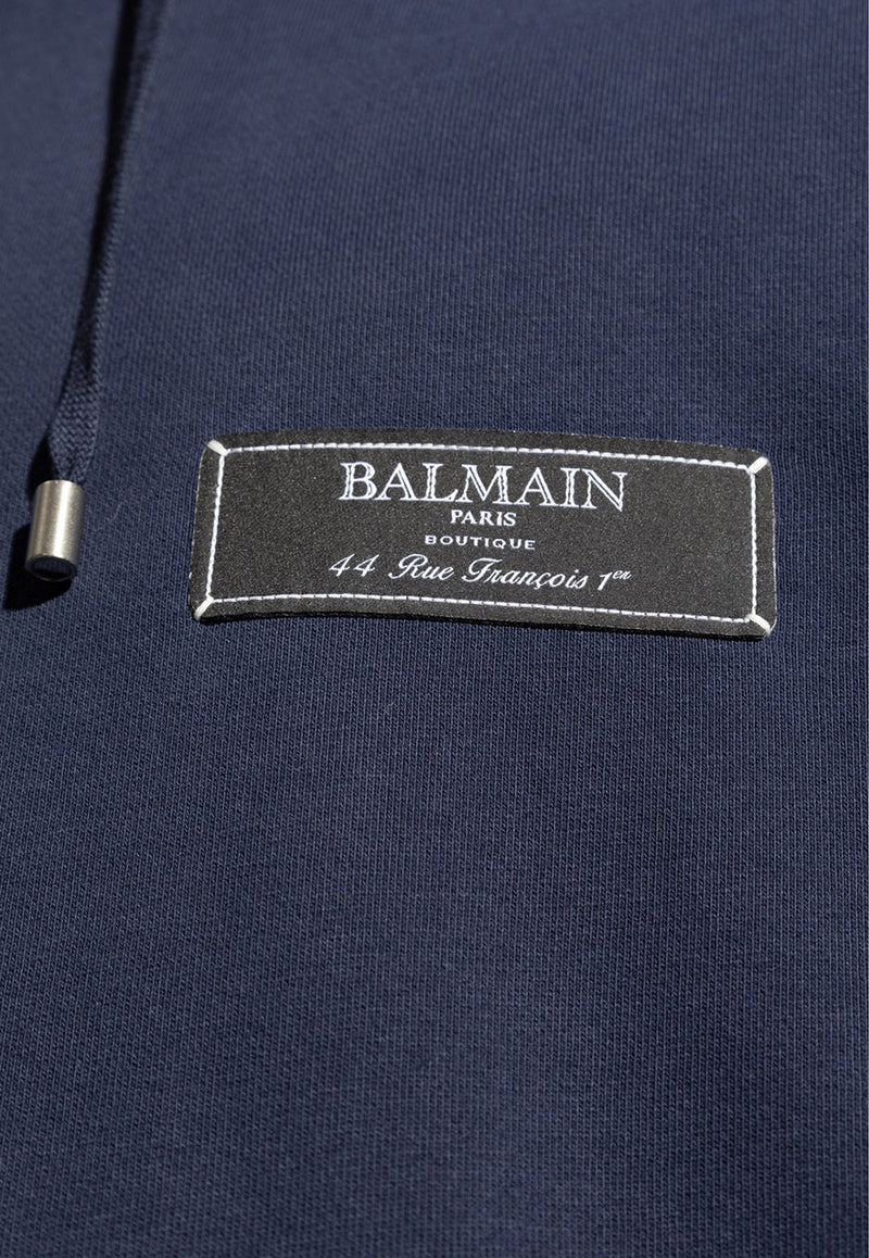 Balmain Logo-Printed Hooded Sweatshirt DH1JT047 JB53-6UB