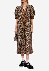 GANNI Leopard-Printed Midi Dress F8842 6488-943