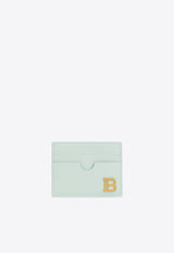 Logo-Engraved B-Buzz Leather Cardholder Balmain DN1MA195 LSLX-7FE Green