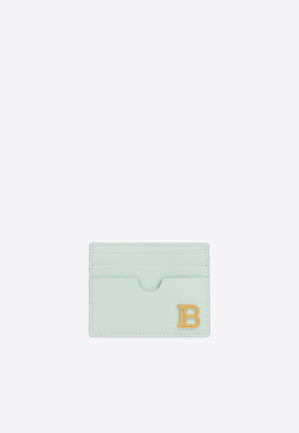 Logo-Engraved B-Buzz Leather Cardholder Balmain DN1MA195 LSLX-7FE Green