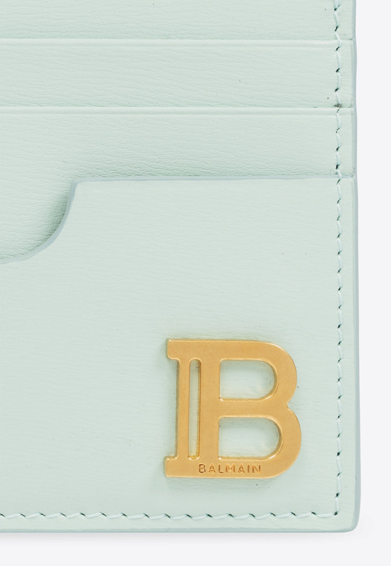 Logo-Engraved B-Buzz Leather Cardholder Balmain DN1MA195 LSLX-7FE Green