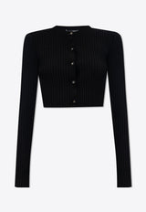 Long-Sleeved Ribbed Cropped Cardigan Dolce & Gabbana FXV02T JAIK8-N0000 Black