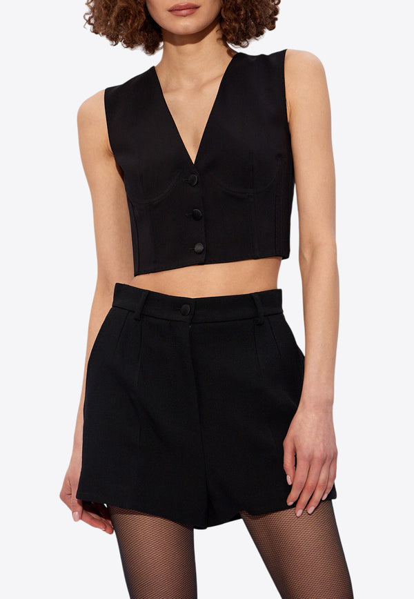 Cropped Cady Tailored Vest Dolce & Gabbana F791DT FURBG-N0000 Black