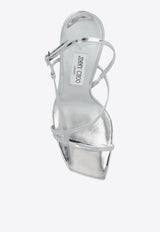 Jimmy Choo Etana 95 Leather Sandals ETANA 95 QUI-SILVER Silver