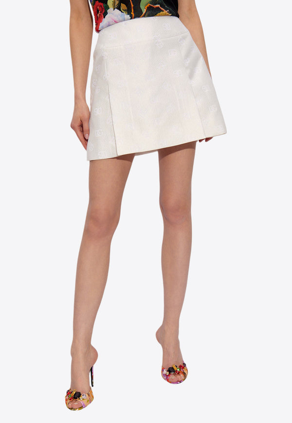 Logo-Jacquard Mini Skirt Dolce & Gabbana F4CEAT HJMOW-W0001 White