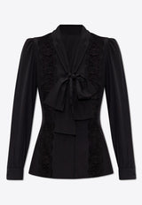 Silk Shirt With Lace Inlay Dolce & Gabbana F5R31T FUABS-N0000 Black