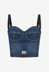 Logo-Tag Denim Corset Top Dolce & Gabbana F73H5D G8KT2-S9001 Blue