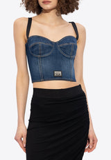 Logo-Tag Denim Corset Top Dolce & Gabbana F73H5D G8KT2-S9001 Blue