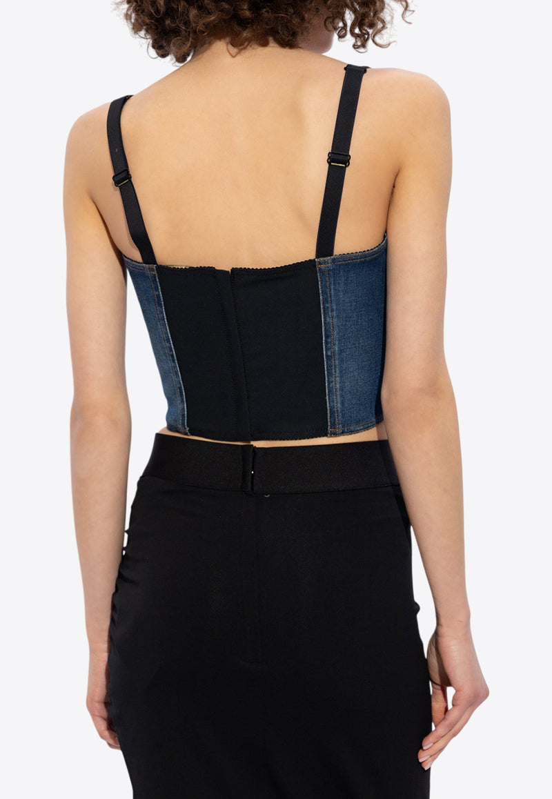 Logo-Tag Denim Corset Top Dolce & Gabbana F73H5D G8KT2-S9001 Blue