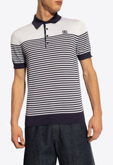 Logo-Patch Striped Silk Polo T-shirt Dolce & Gabbana GXZ08Z JBSG3-W1002 Navy