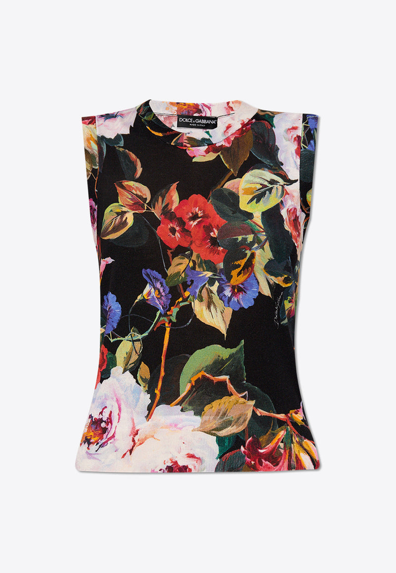 Silk Crewneck Floral Top Dolce & Gabbana FXT02T JAHJZ-HN4YA Multicolor