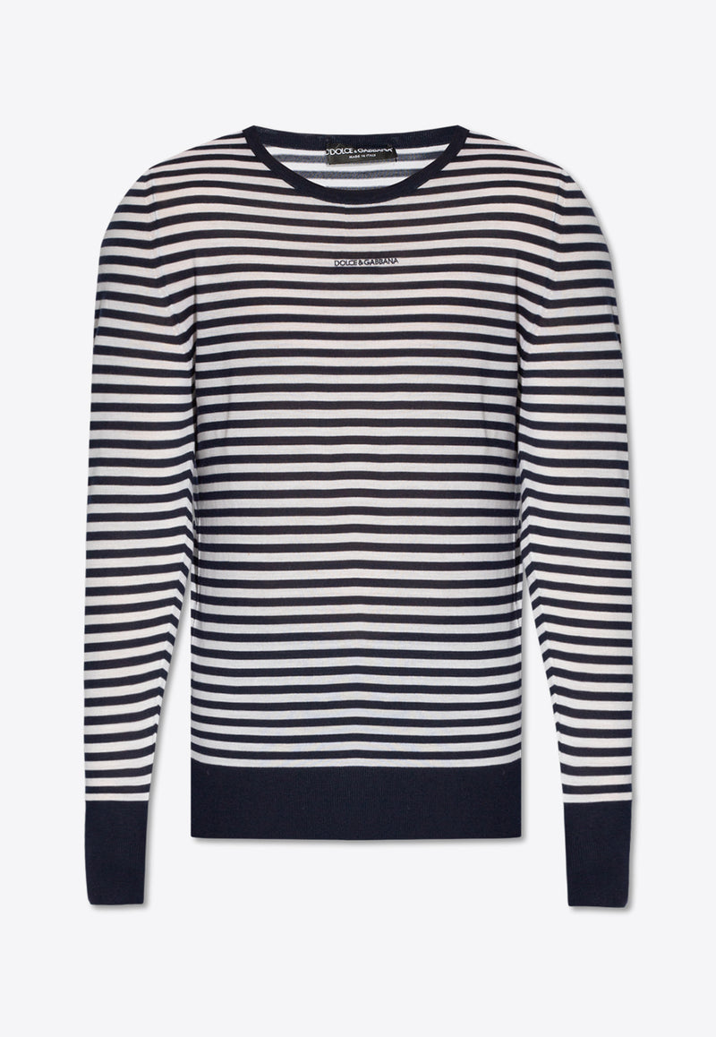 Boat-Neck Striped Wool Sweater Dolce & Gabbana GXX14Z JCVQ9-W1002 Navy