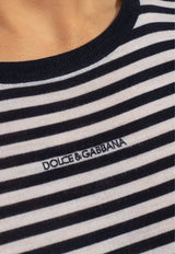 Boat-Neck Striped Wool Sweater Dolce & Gabbana GXX14Z JCVQ9-W1002 Navy