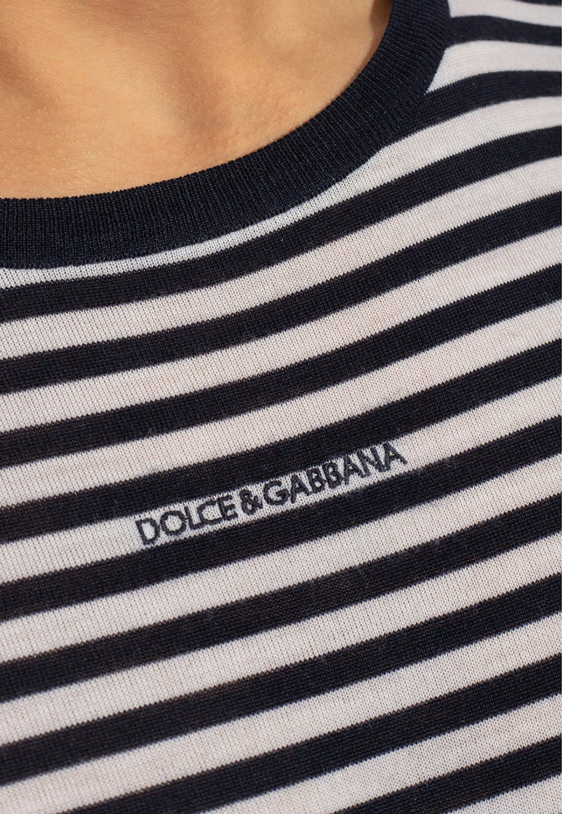 Boat-Neck Striped Wool Sweater Dolce & Gabbana GXX14Z JCVQ9-W1002 Navy