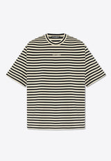 Embroidered-Logo Striped Crewneck T-Shirt Dolce & Gabbana G8RG6T G7K3P-S9000 Navy