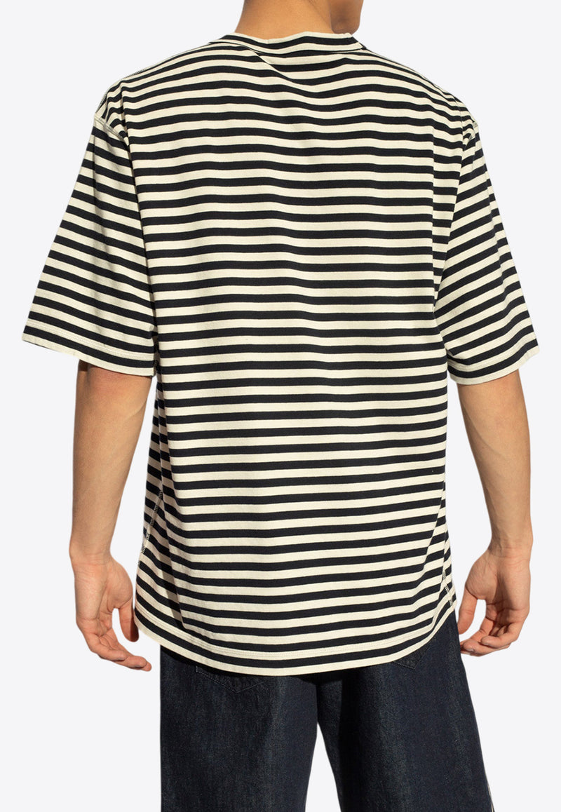 Embroidered-Logo Striped Crewneck T-Shirt Dolce & Gabbana G8RG6T G7K3P-S9000 Navy