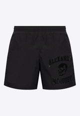 Alexander McQueen Varsity Print Swim Shorts Black KĄPIELOWE 794609 4419Q-1000