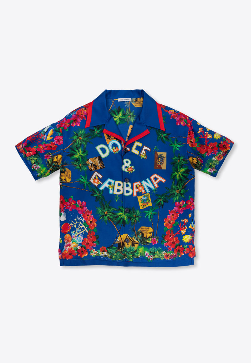 Dolce & Gabbana Kids Graphic-Printed Silk Shirt L43S86 G7L5W-HT4ZA