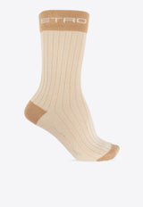 Etro Logo-Inlay Striped Rib-Knit Socks MAVA0004 AC261-M0169 Cream