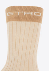 Etro Logo-Inlay Striped Rib-Knit Socks MAVA0004 AC261-M0169 Cream