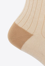 Etro Logo-Inlay Striped Rib-Knit Socks MAVA0004 AC261-M0169 Cream