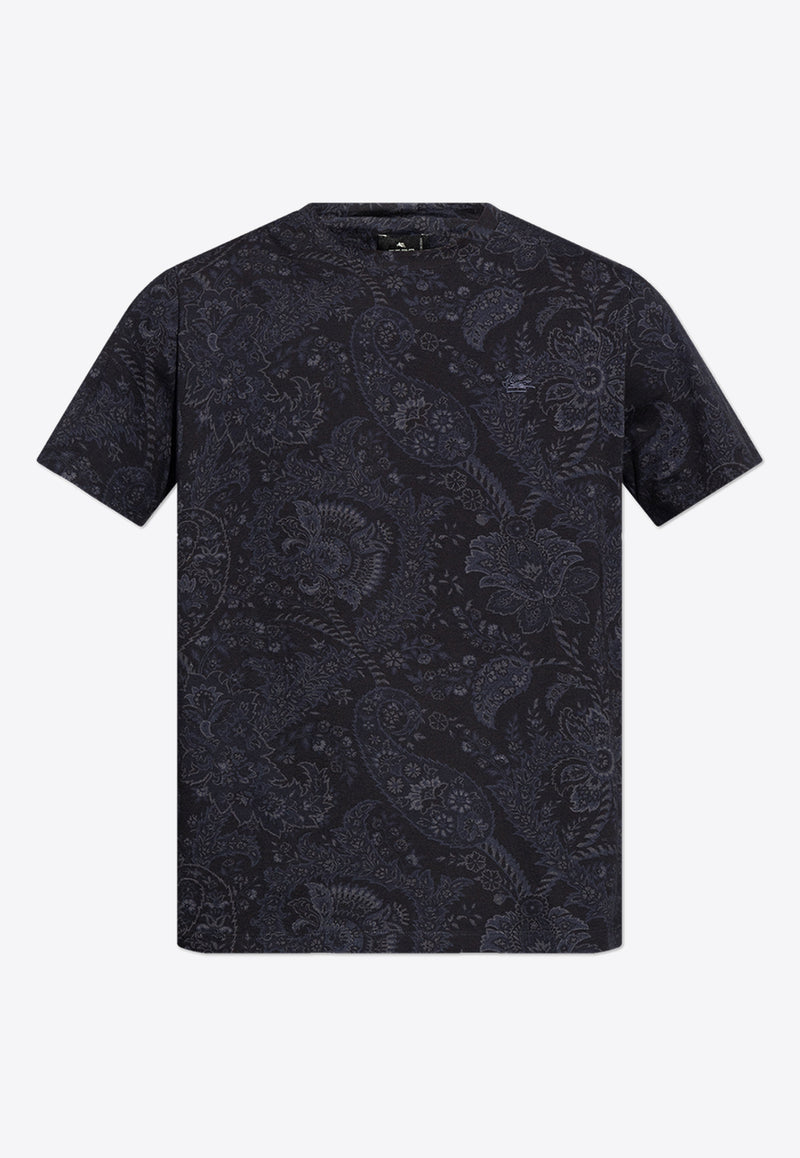 Etro Paisley-Print Crewneck T-shirt MRMA0002 AJ253-X0883 Navy