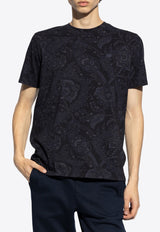 Etro Paisley-Print Crewneck T-shirt MRMA0002 AJ253-X0883 Navy