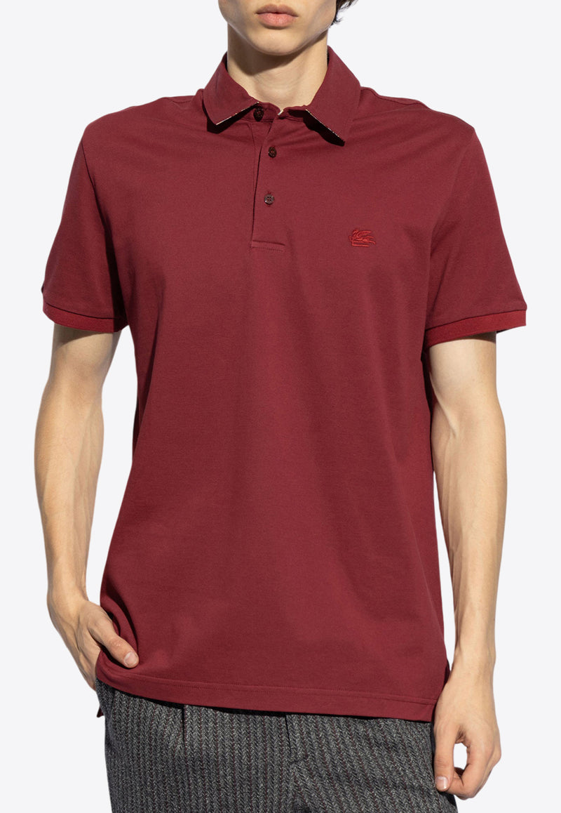 Etro Embroidered-Pegaso Polo T-shirt MRMD0006 AC268-R5232 Burgundy