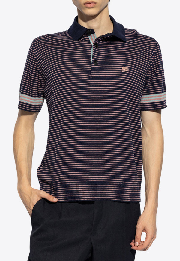 Etro Striped Knitted Polo T-shirt MRKF0004 AC221-S8455 Navy