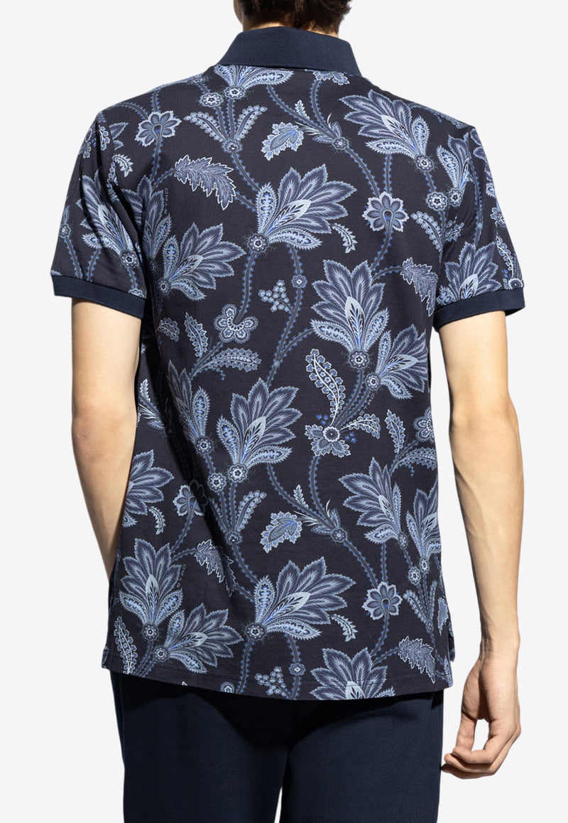 Etro Paisley-Print Polo T-shirt MRMD0004 AJ222-X0884 Navy