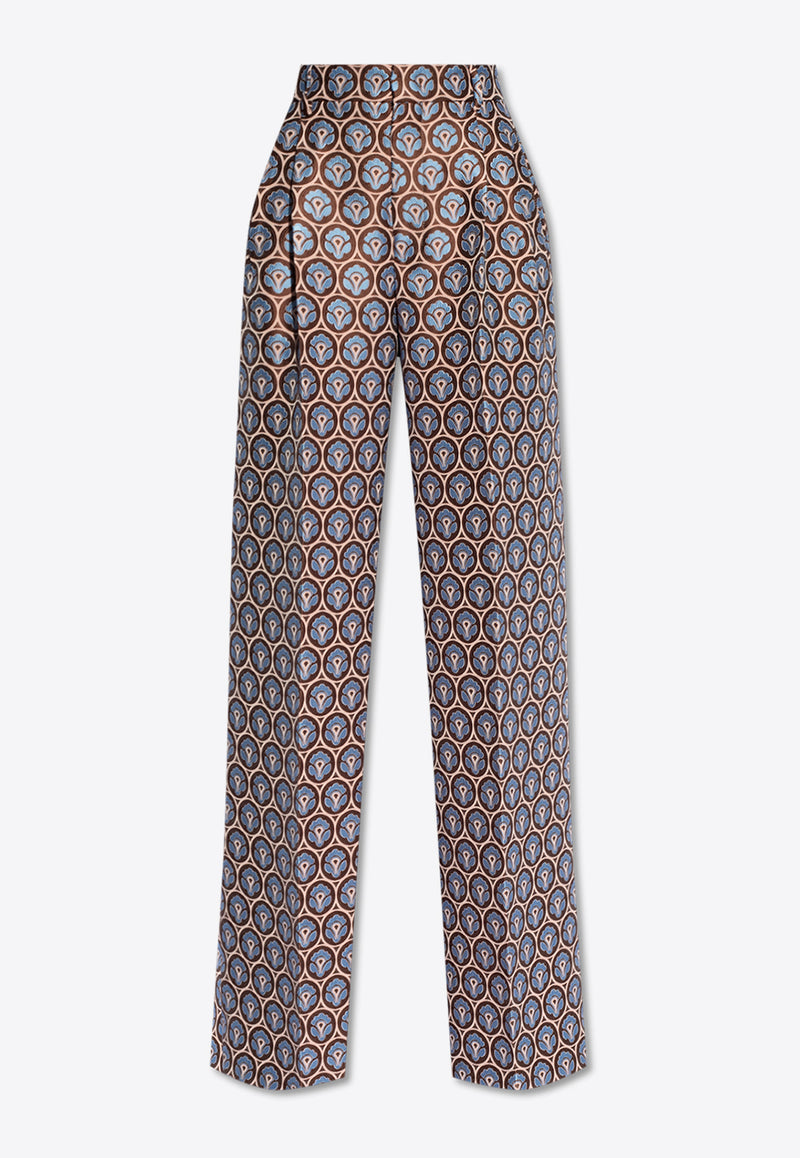 Etro Jacquard Silk-Blend High-Rise Pants WREA0022 99TFA07-S9880 Multicolor